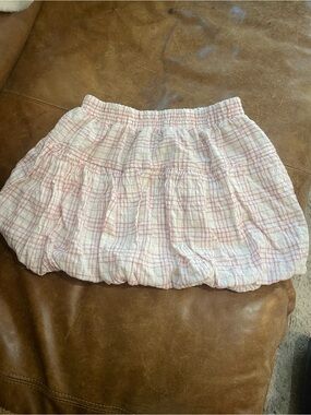 Passport Pink Plaid Bubble Mini Skirt